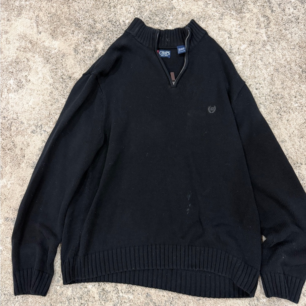 Chaps Men's Black Zip-Up Sweater